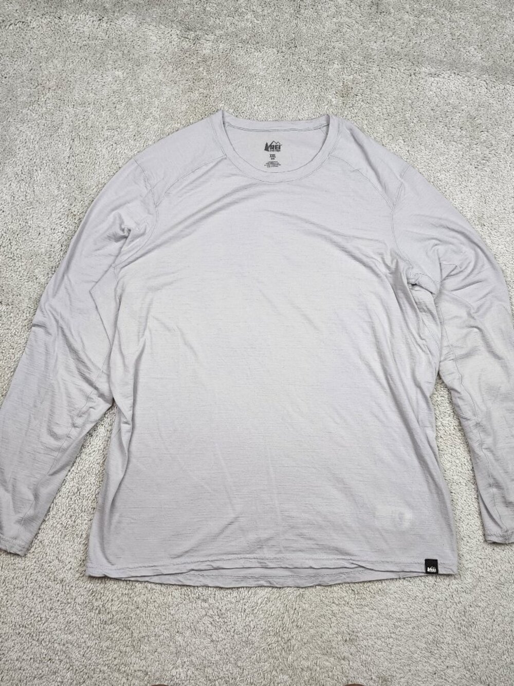 REI Co-op 100% Merino Wool Long Sleeve Base Layer Mens XXL 2XL Silver GREY USA